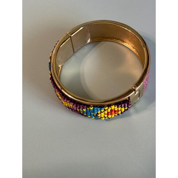 Betsey Johnson Flights of Fancy Bangle Bracelet Glass Beaded Pink Glitter Dust 7 - Picture 6 of 7